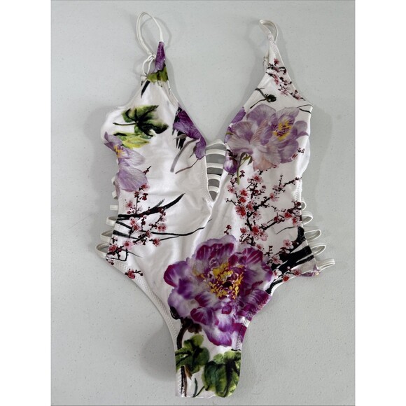 Hot Kiss Swimsuit Womens Medium Multi Floral One Piece Swimming Beach Vacation‎ - Picture 1 of 7